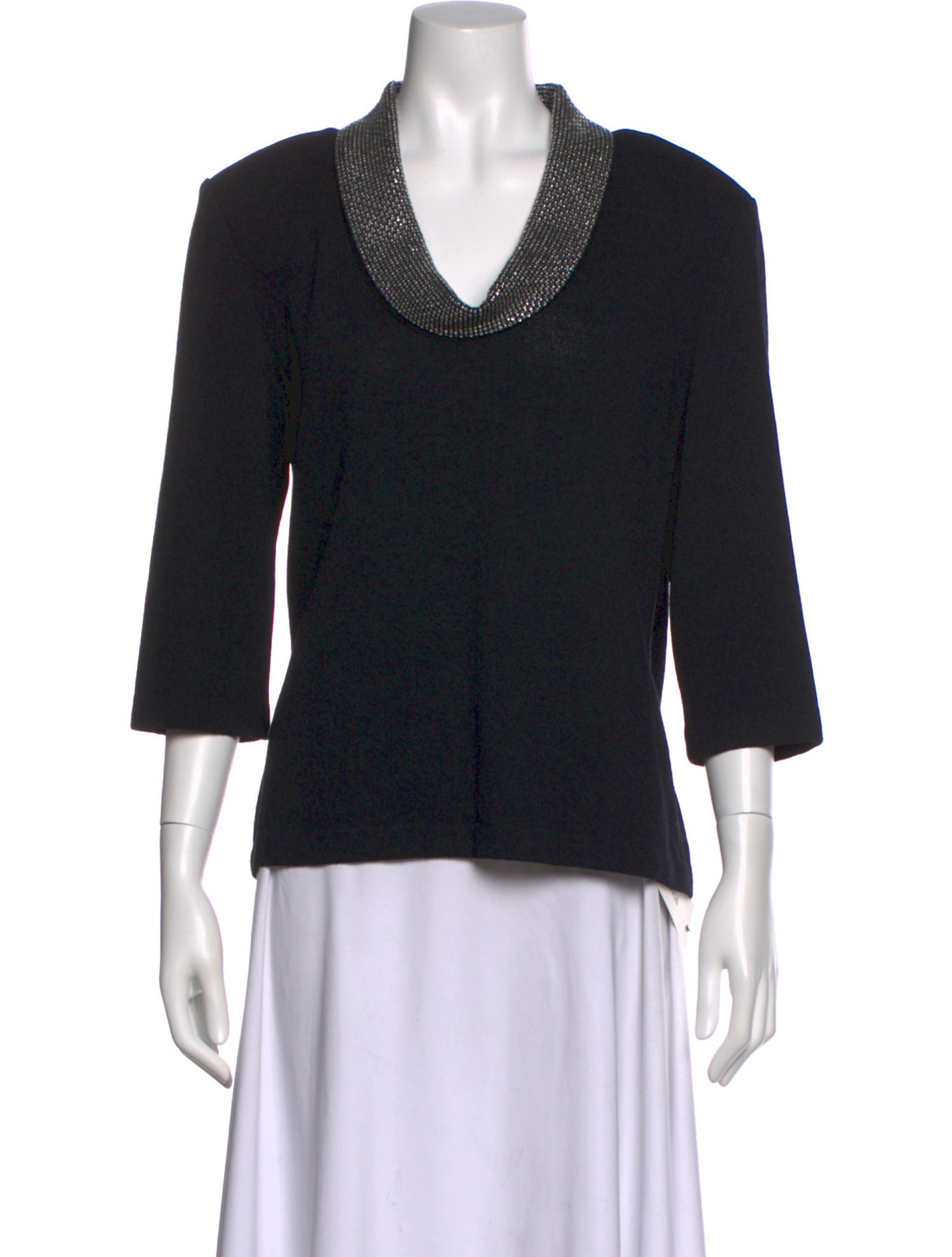 St. John Evening Wool V-Neck Top