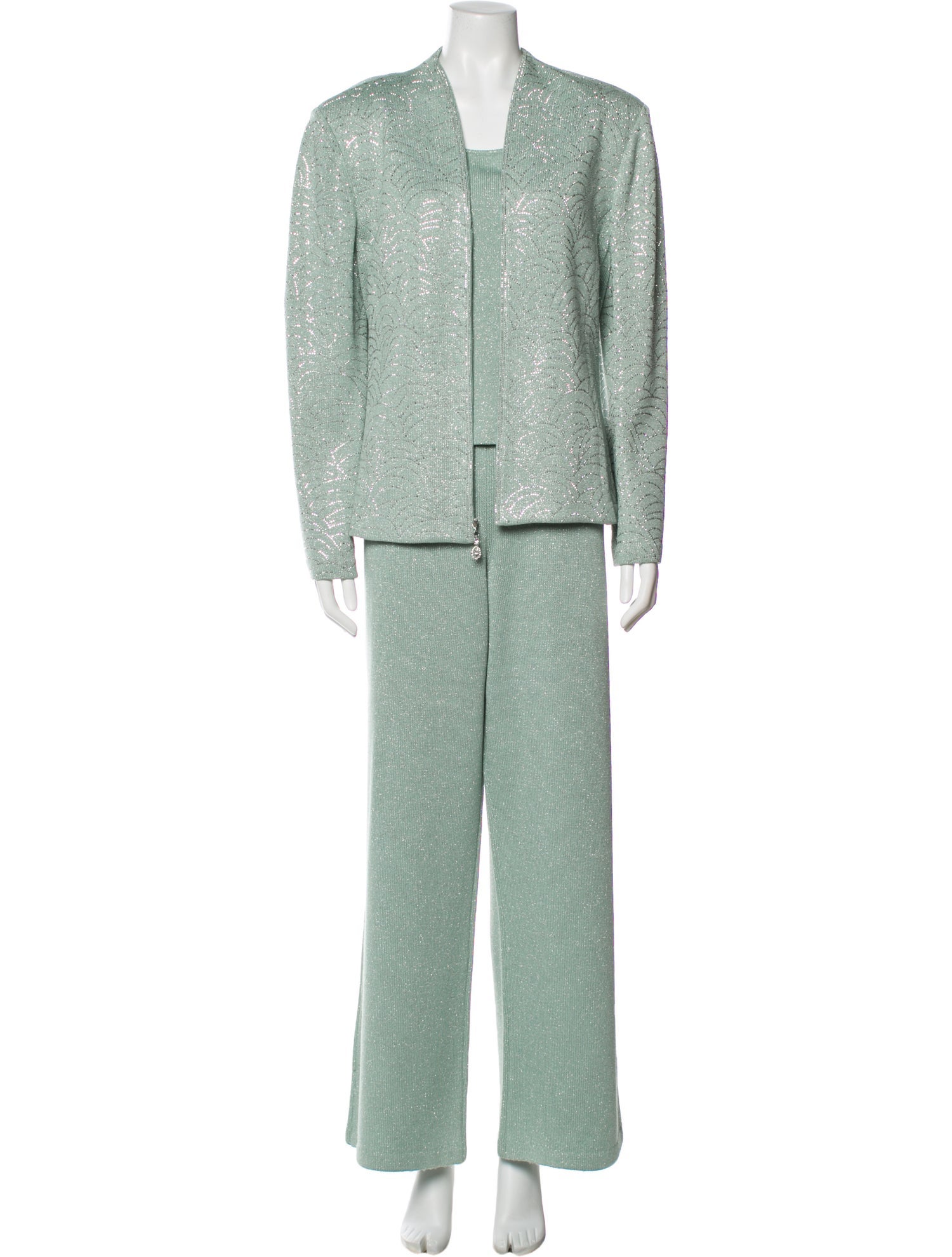 St. John Wool Crystal Embellishments Pant Set
