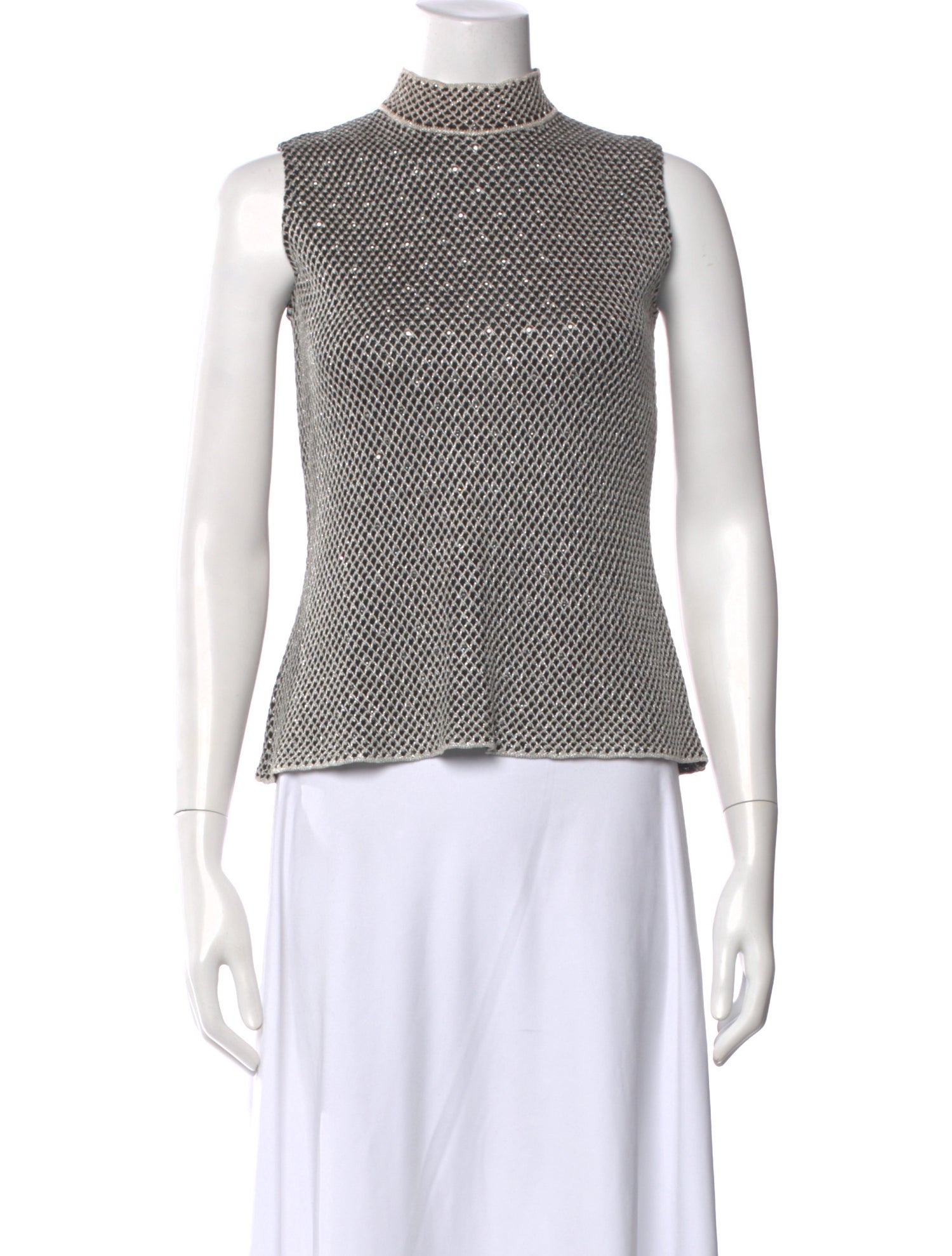 St. John Evening Patterned Mock Neck Top