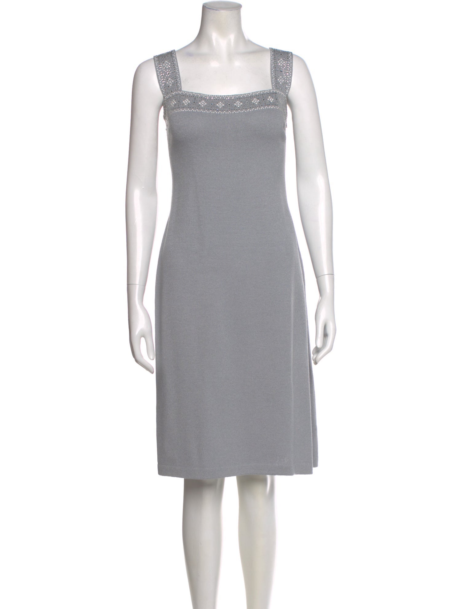 St. John Evening Square Neckline Knee-Length Dress