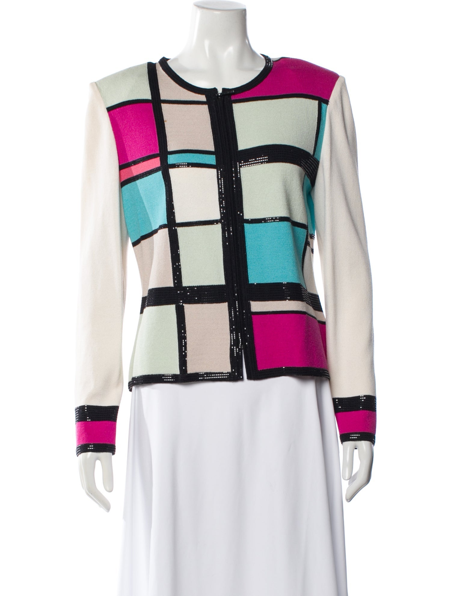 St. John Evening Colorblock Pattern Evening Jacket