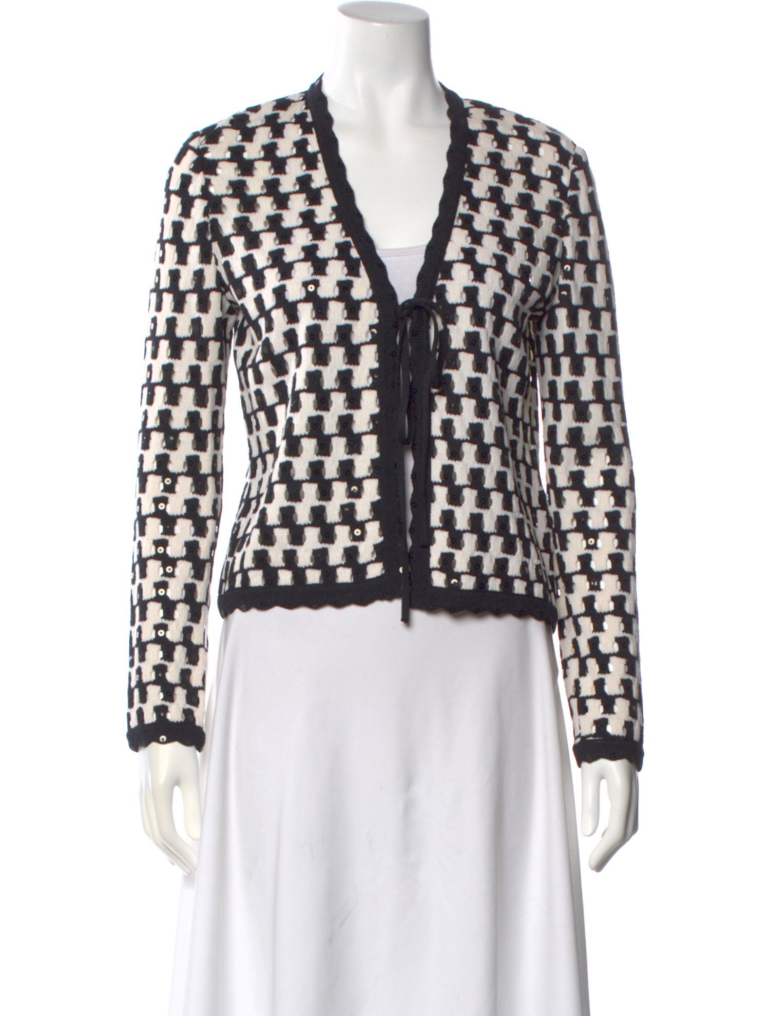 St. John Evening Wool Plaid Print Sweater