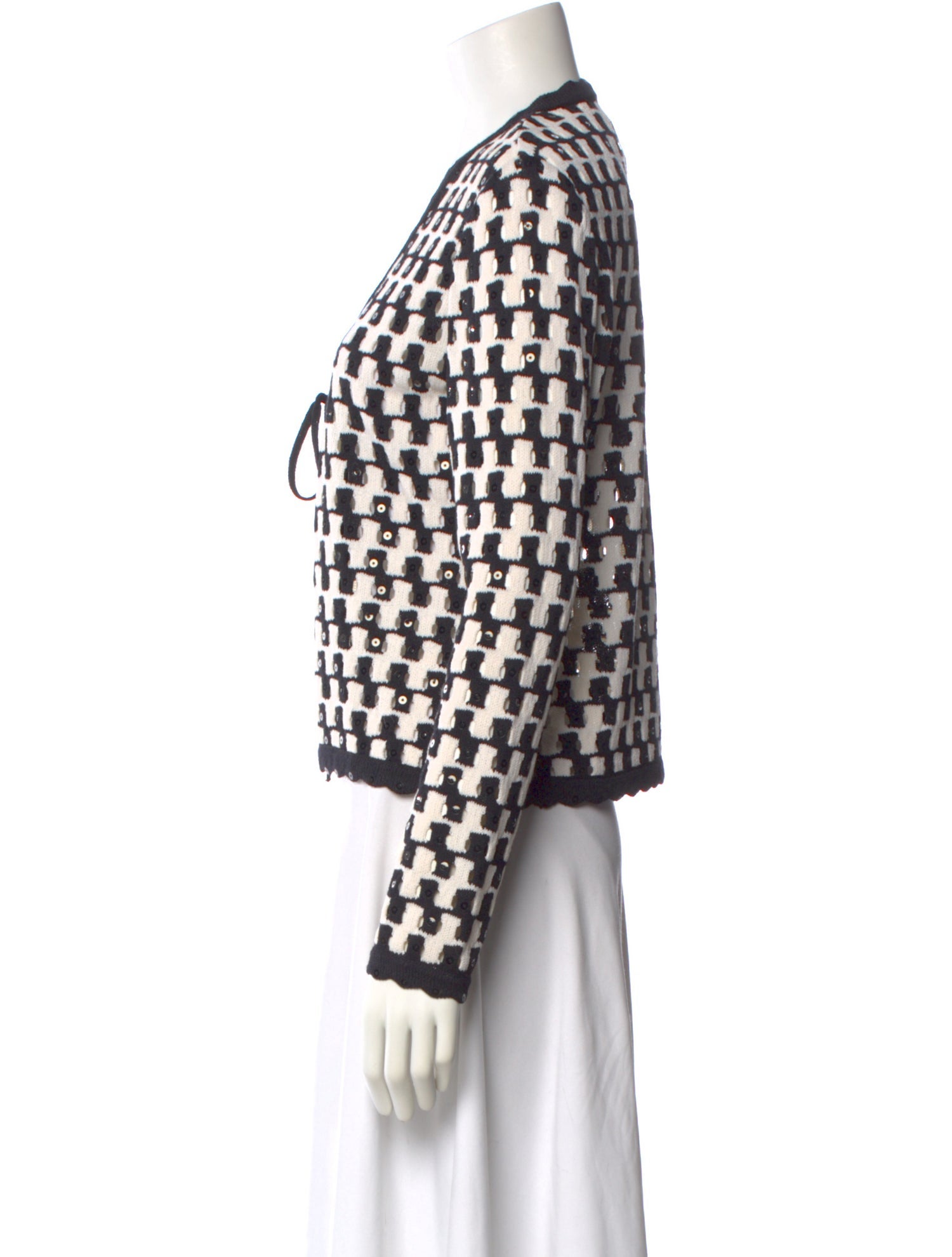 St. John Evening Wool Plaid Print Sweater