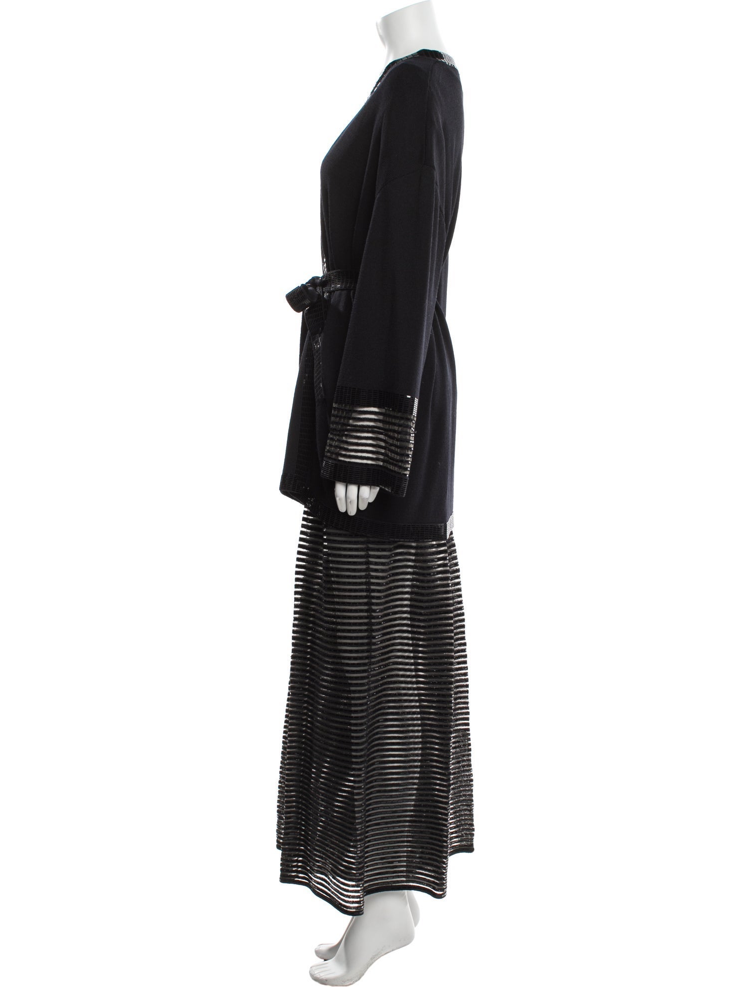 St. John Evening Striped Sequin Embellishments Pant Set