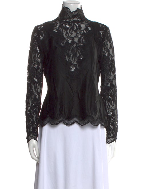 Rabanne Lace Pattern Mock Neck Blouse