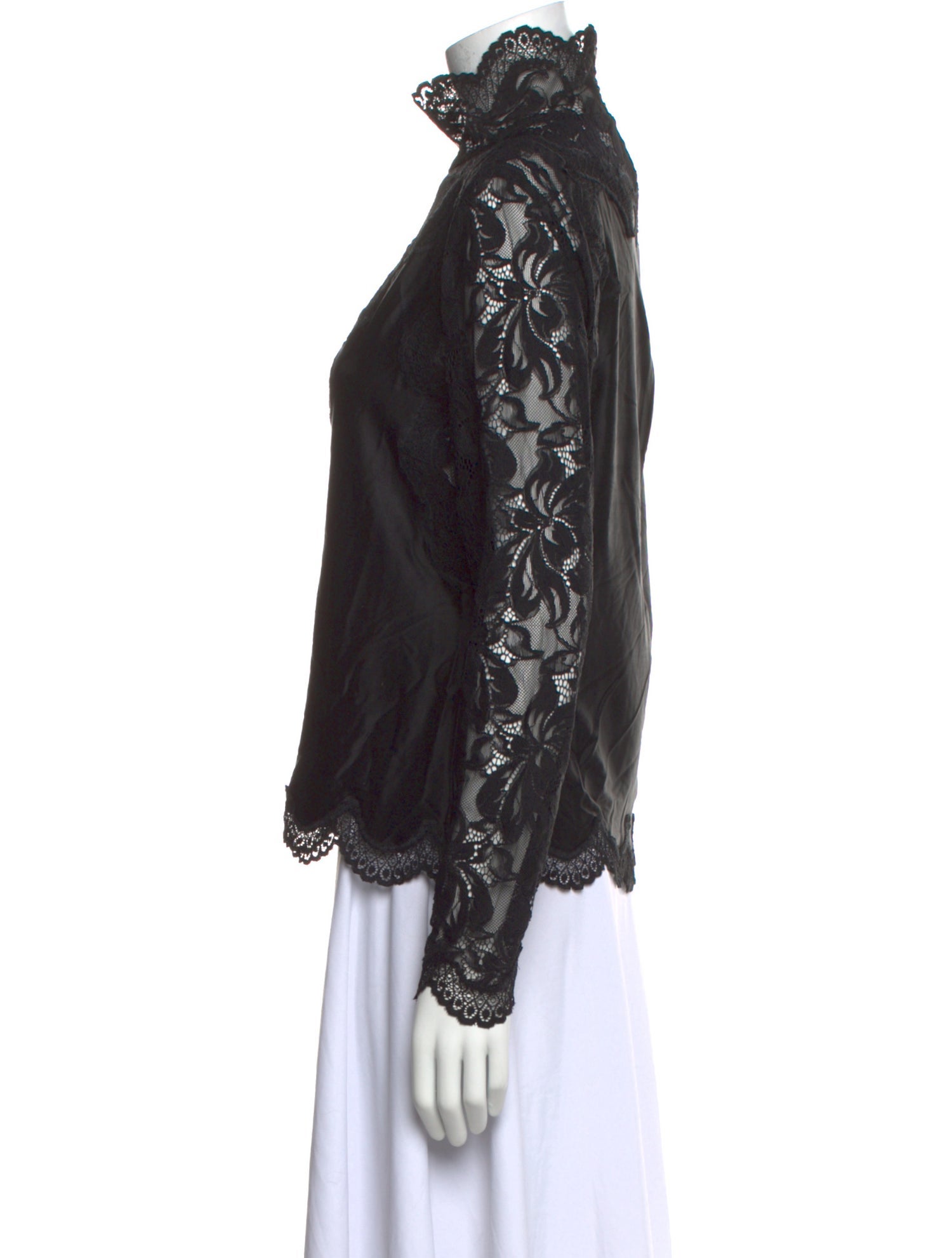 Rabanne Lace Pattern Mock Neck Blouse