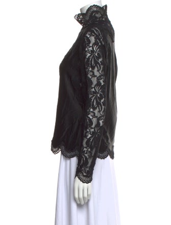 Rabanne Lace Pattern Mock Neck Blouse