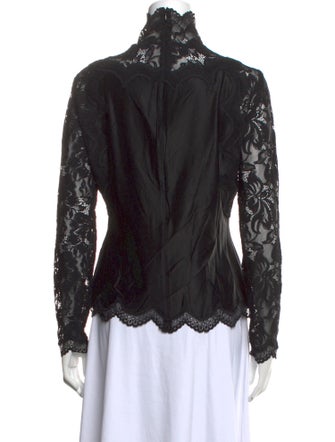 Rabanne Lace Pattern Mock Neck Blouse