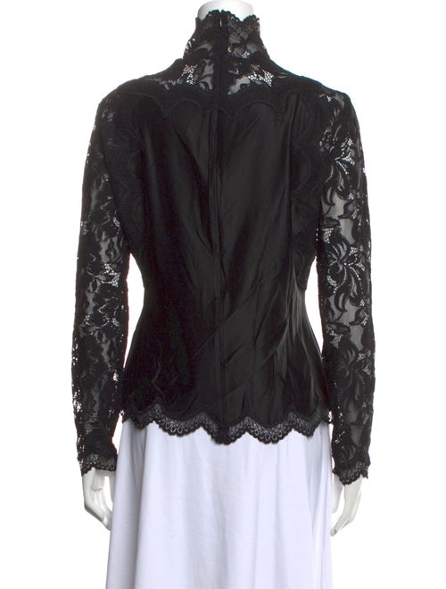 Rabanne Lace Pattern Mock Neck Blouse