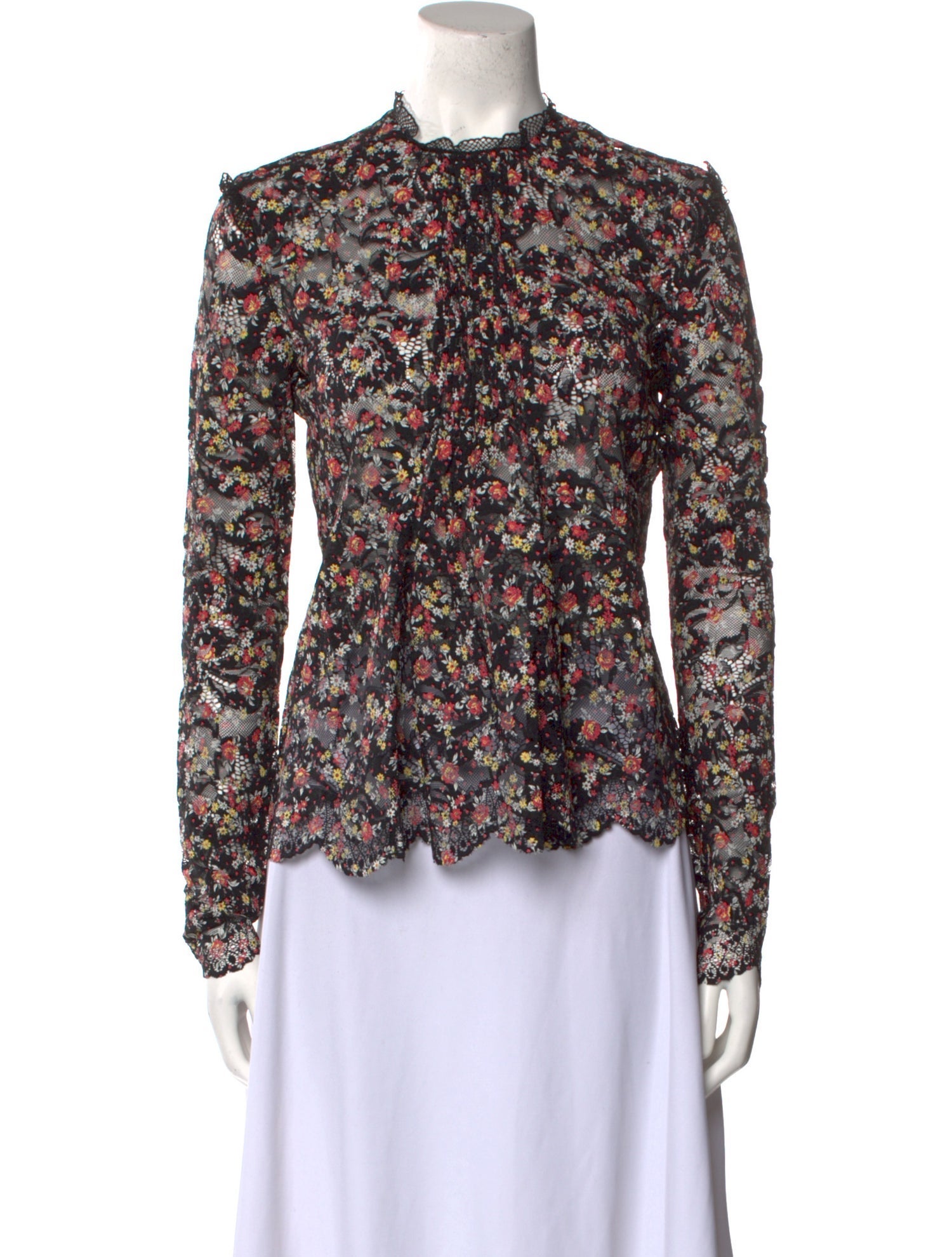 Rabanne Floral Print Mock Neck Blouse w/ Tags