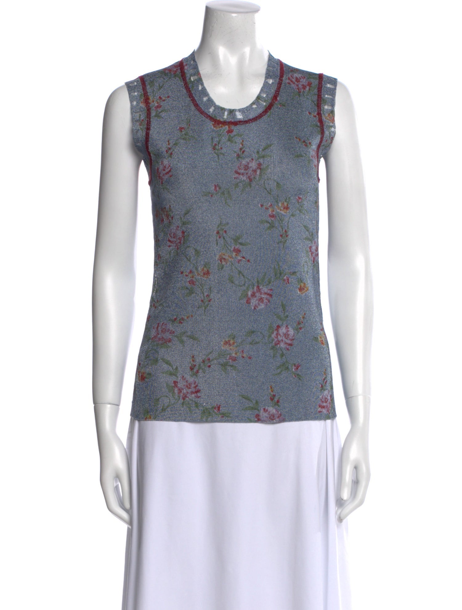 Rabanne Floral Print Crew Neck Top