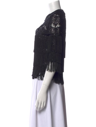 Skaist-Taylor Lace Pattern Mock Neck Blouse