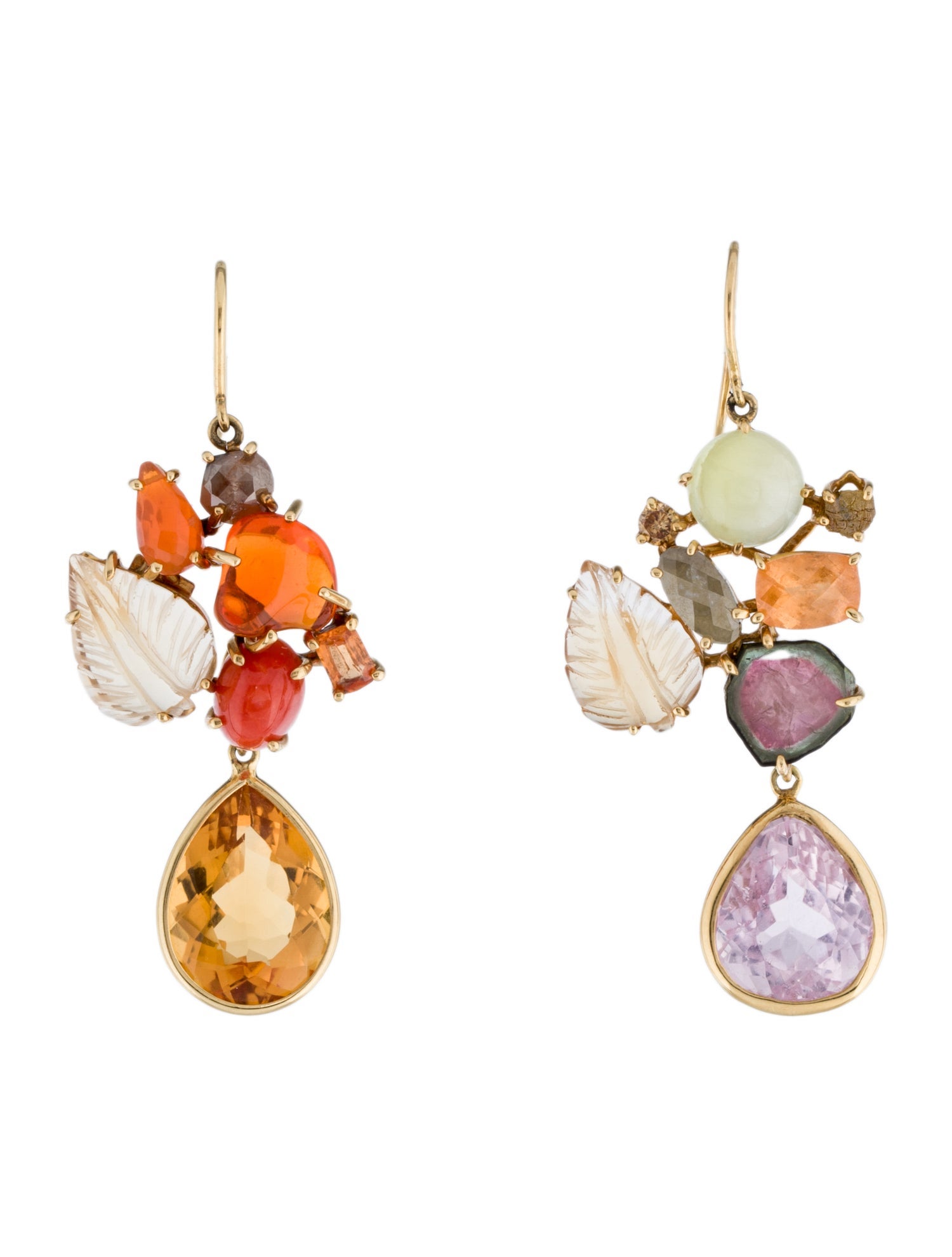 Sharon Khazzam 18K Coral & Multistone Drop Earrings