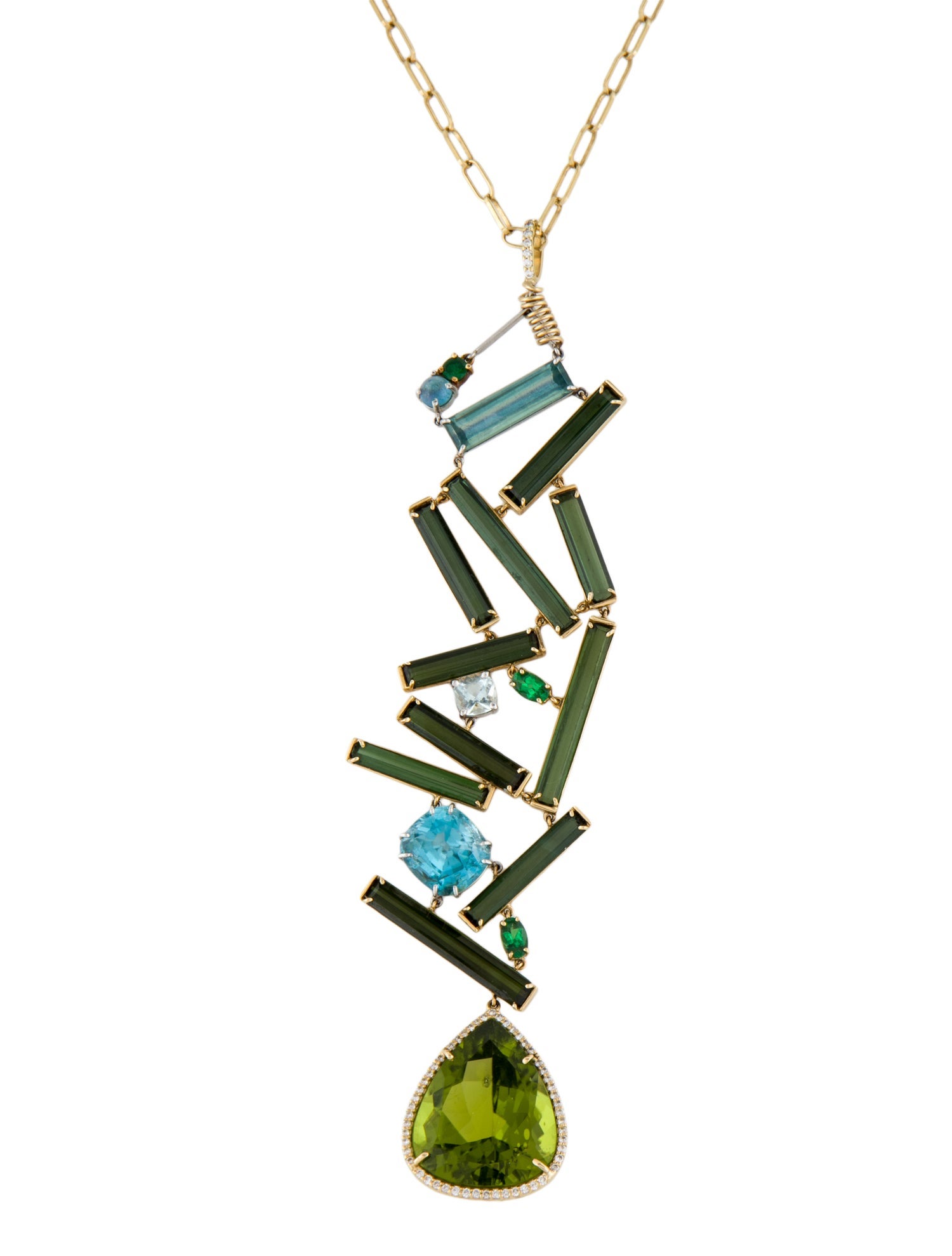 Sharon Khazzam 18K Multistone & Diamond Botay Necklace