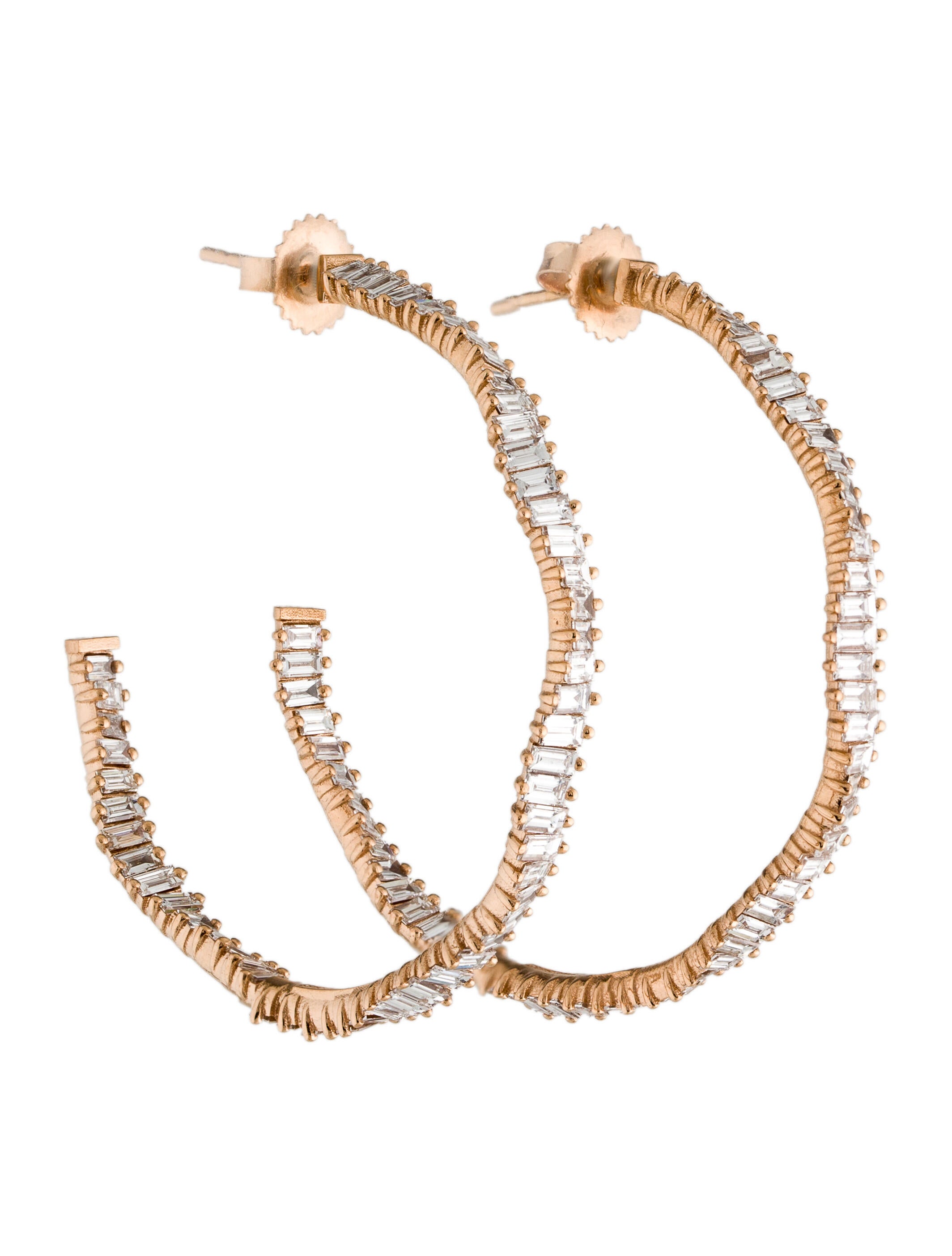 Suzanne Kalan 18K 6.6ctw Diamond Wave 45mm Hoop Earrings