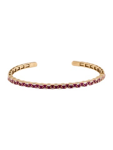 Suzanne Kalan Cuff 18K Ruby, Sapphire, & Diamond Bracelet