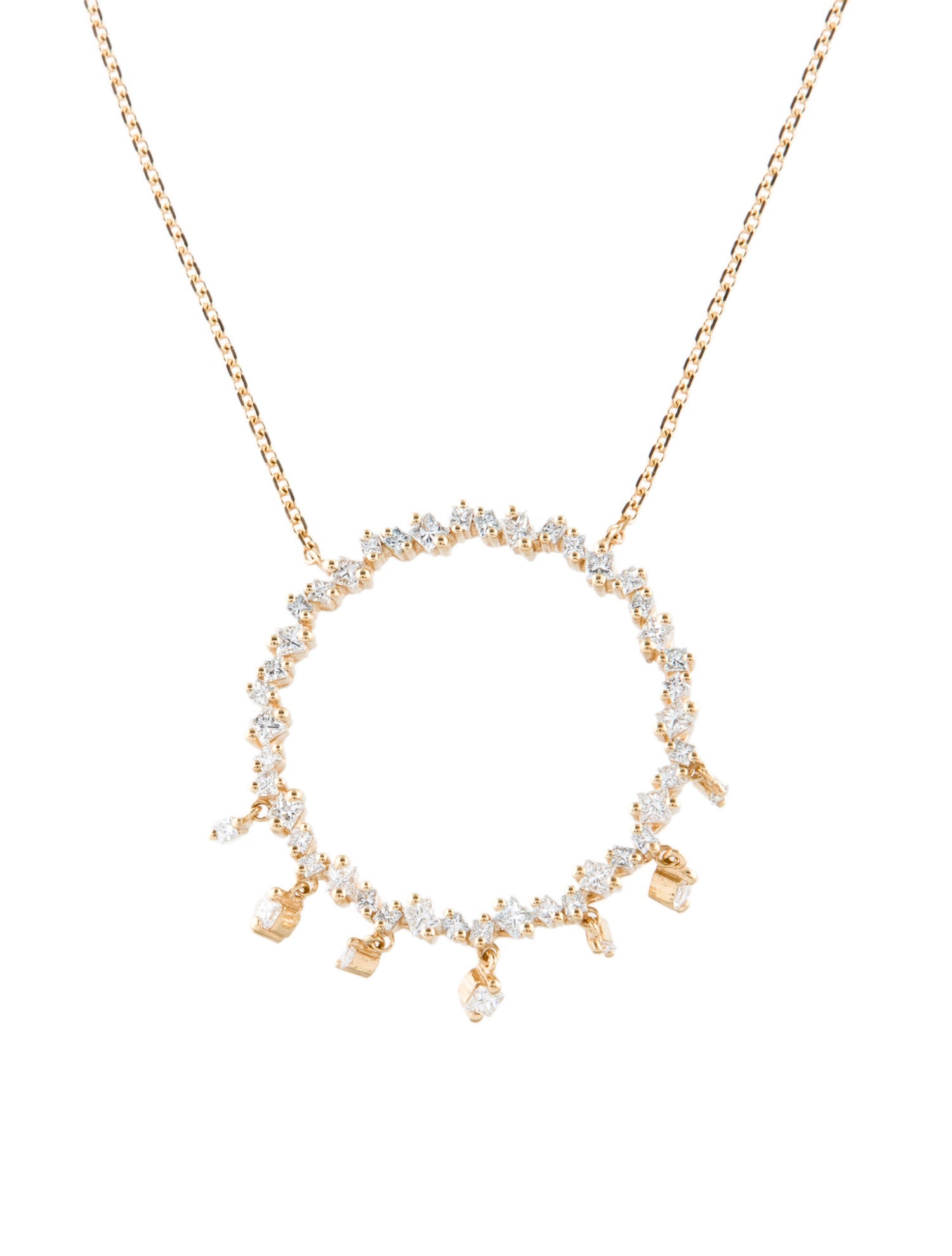 Suzanne Kalan 18K 1.38ctw Diamond Circle Pendant Necklace