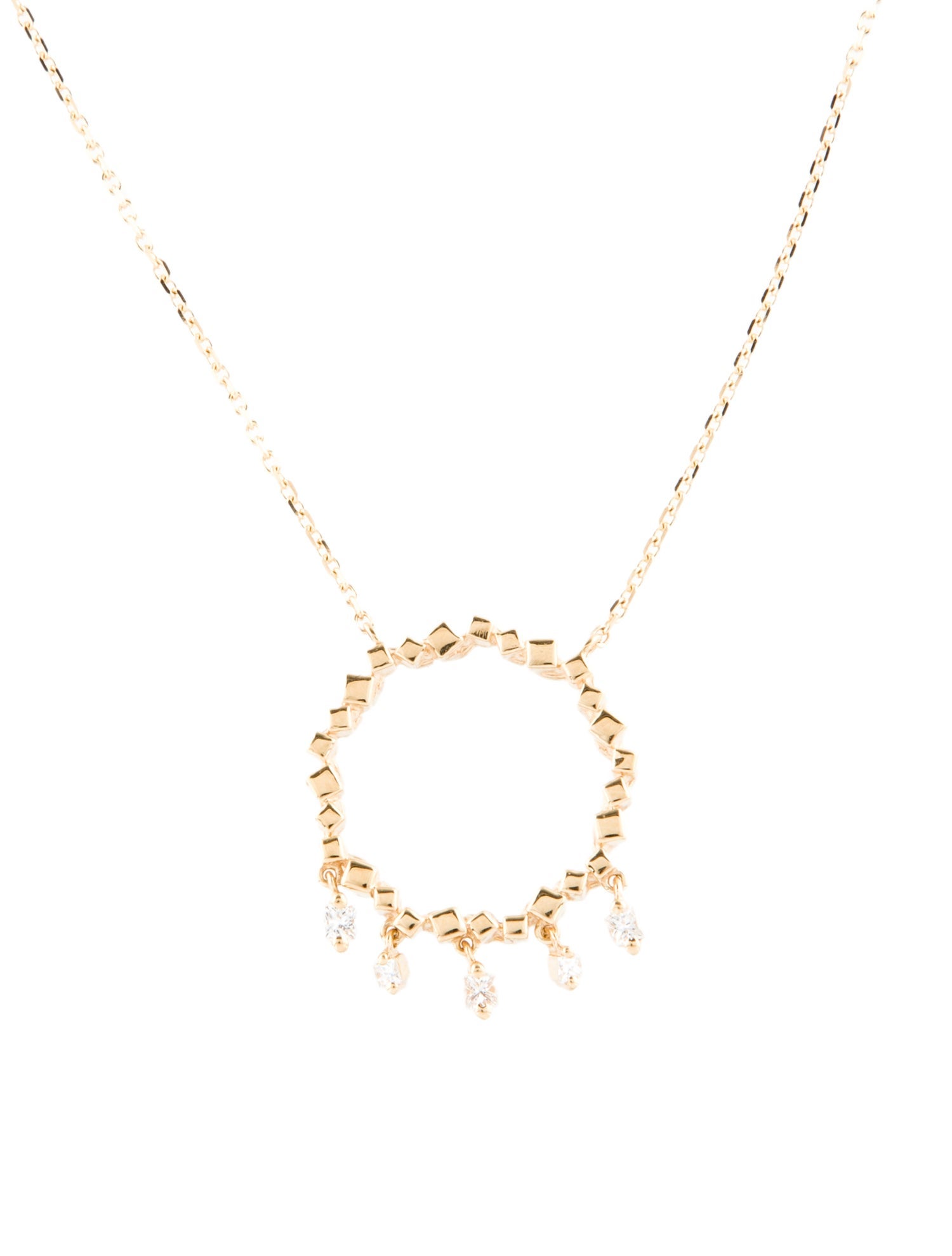 Suzanne Kalan 18K Diamond Midi CIrcle Cascade Pendant Necklace