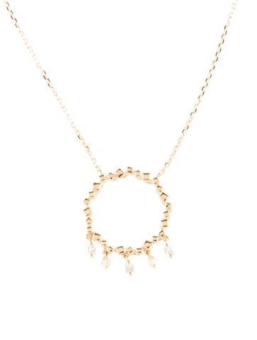 Suzanne Kalan Pendant Necklace 18K Diamond Midi CIrcle Cascade