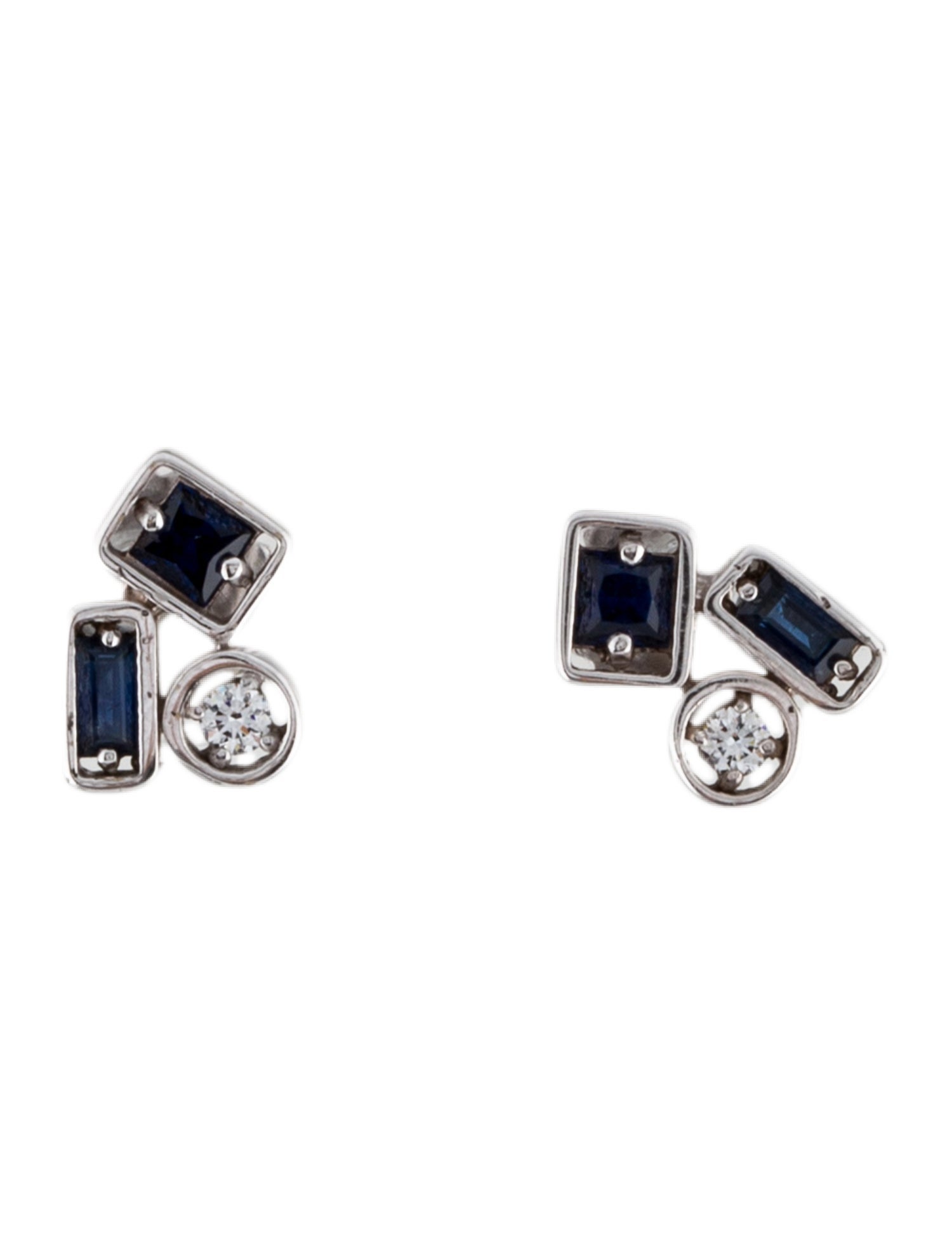 Suzanne Kalan 18K Sapphire & Diamond Inlay Stud Earrings