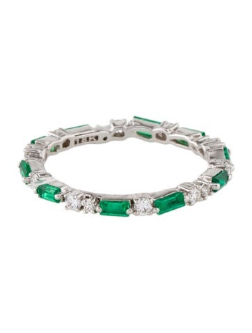 Suzanne Kalan Eternity Band 18K Emerald & Diamond Fireworks 5.75