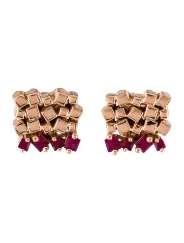 Suzanne Kalan Stud 18K Ruby Four Raw Earrings