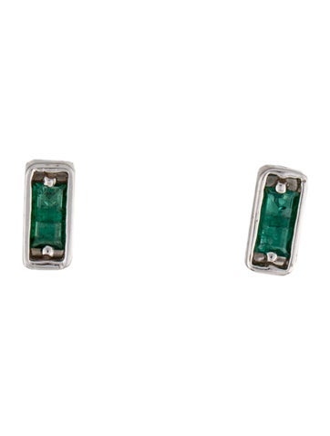 Suzanne Kalan Stud 18K Emerald Inlay Earrings