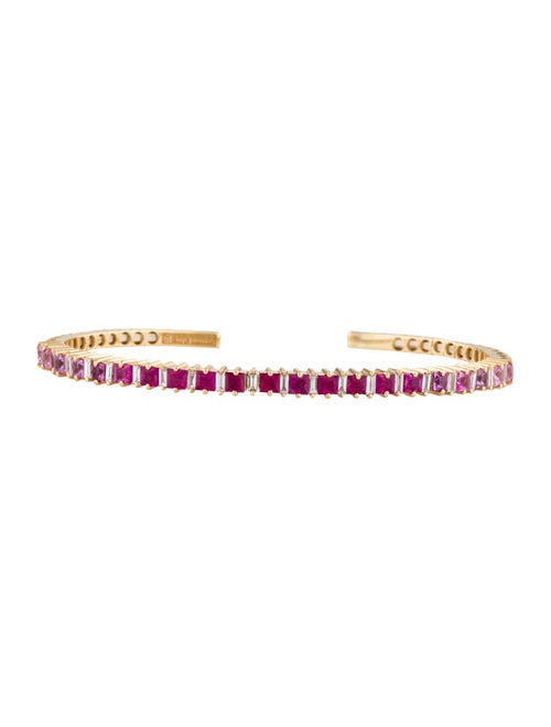 Suzanne Kalan 18K Sapphire, Ruby & Diamond Flexible Cuff Bracelet
