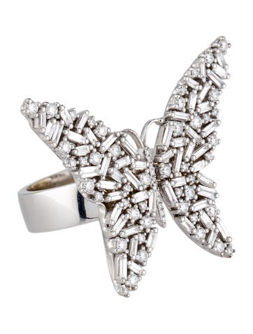 Suzanne Kalan Cocktail Ring 18K 1.90ctw Fireworks Butterfly 6.5