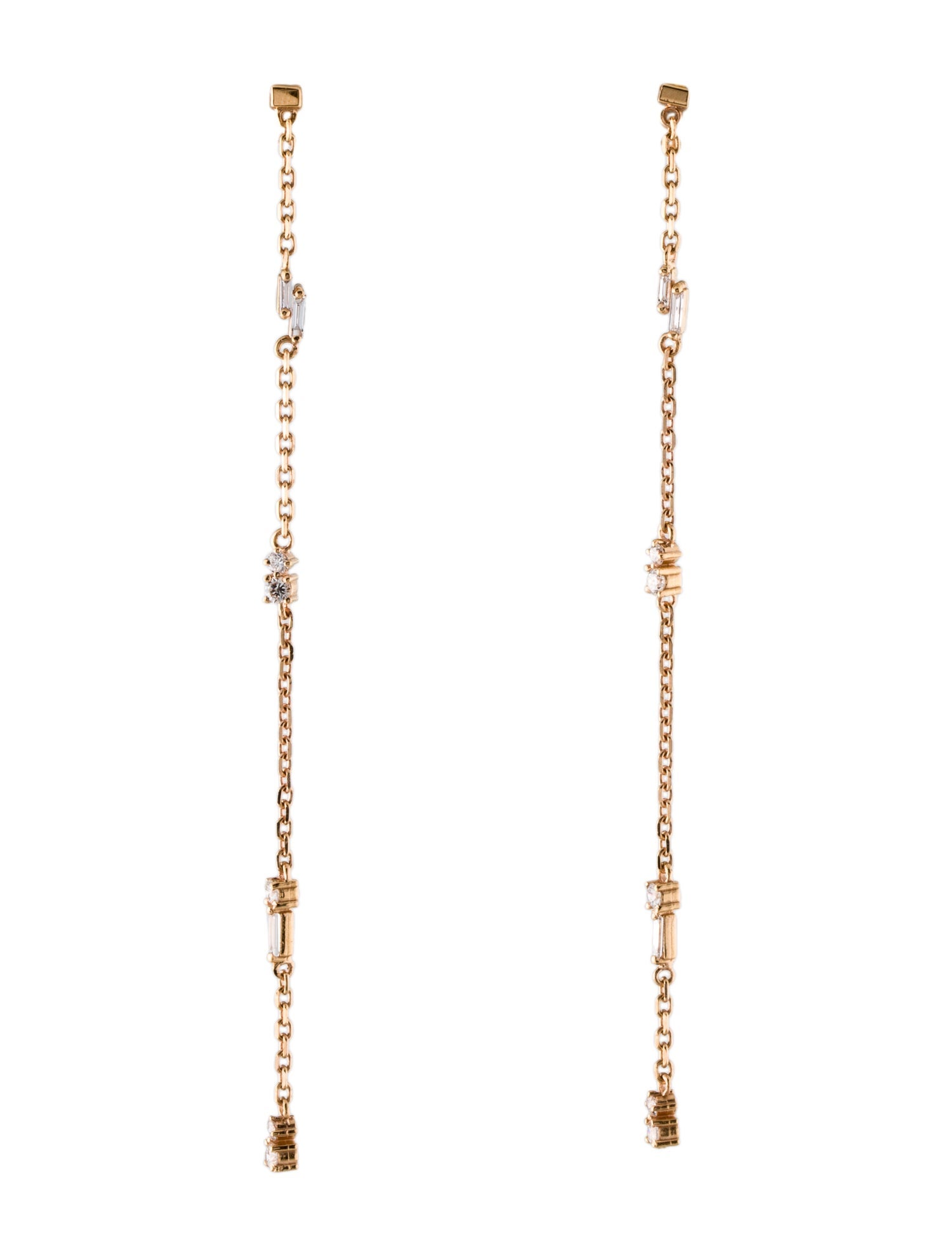 Suzanne Kalan 18K Diamond FIreworks Chain Drop Earrings