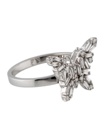 Suzanne Kalan Cocktail Ring 18K Diamond Fireworks Small Butterfly 6.75
