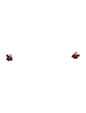 Suzanne Kalan 18K Ruby & Diamond Fireworks Stud Earrings