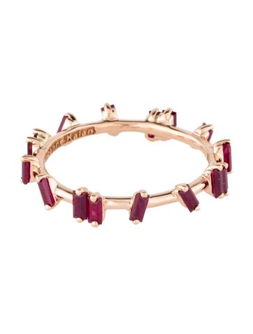 Suzanne Kalan Band 18K Ruby & Synthetic Barbwire Ring 7