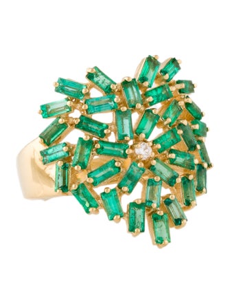 Suzanne Kalan 18K Emerald & Diamond Heart Medium Ring