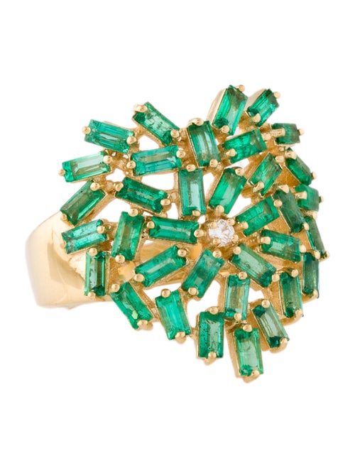 Suzanne Kalan 18K Emerald & Diamond Heart Medium Ring