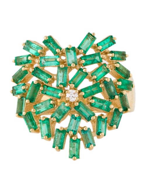 Suzanne Kalan 18K Emerald & Diamond Heart Medium Ring