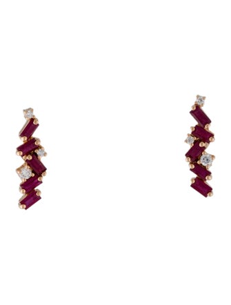 Suzanne Kalan 18K Ruby & Diamond Frenzy Stud Earrings