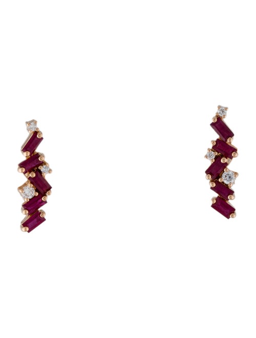 Suzanne Kalan 18K Ruby & Diamond Frenzy Stud Earrings
