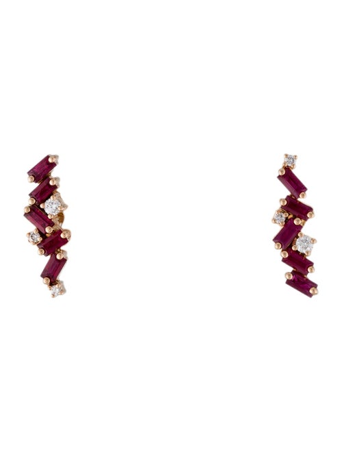 Suzanne Kalan 18K Ruby & Diamond Frenzy Stud Earrings