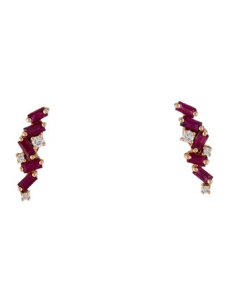 Suzanne Kalan 18K Ruby & Diamond Frenzy Stud Earrings