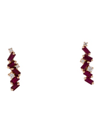 Suzanne Kalan 18K Ruby & Diamond Frenzy Stud Earrings