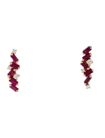 Suzanne Kalan 18K Ruby & Diamond Frenzy Stud Earrings
