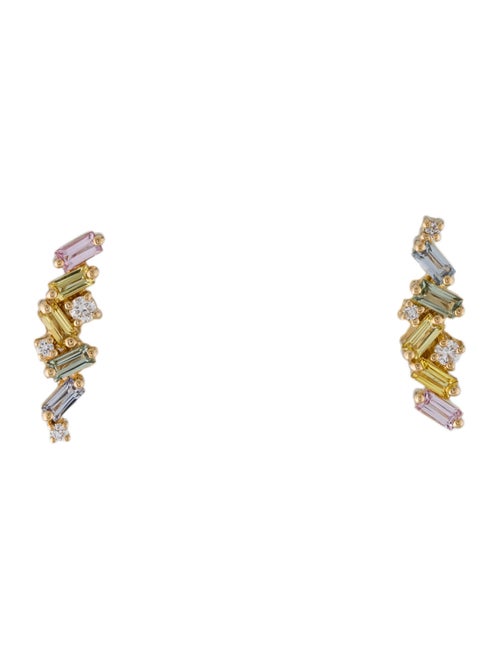 Suzanne Kalan 18K Sapphire & Diamond Frenzy Rainbow Stud Earrings