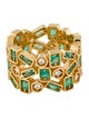 Suzanne Kalan 18K Emerald & Diamond Inlay Triple Row Eternity Band