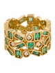 Suzanne Kalan 18K Emerald & Diamond Inlay Triple Row Eternity Band