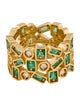 Suzanne Kalan 18K Emerald & Diamond Inlay Triple Row Eternity Band