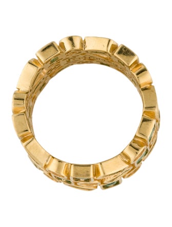 Suzanne Kalan 18K Emerald & Diamond Inlay Triple Row Eternity Band