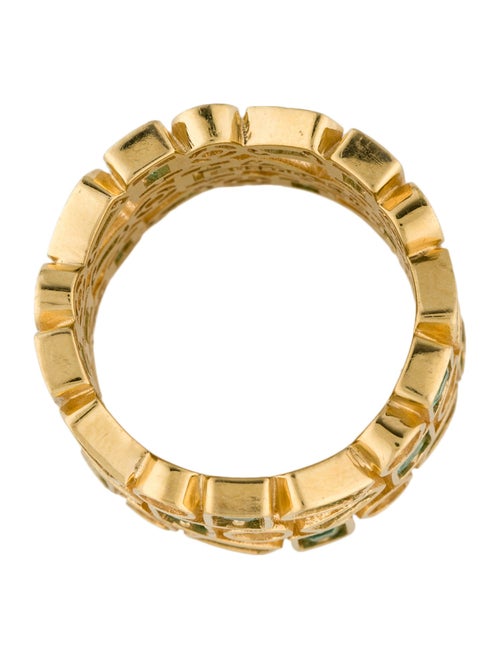 Suzanne Kalan 18K Emerald & Diamond Inlay Triple Row Eternity Band