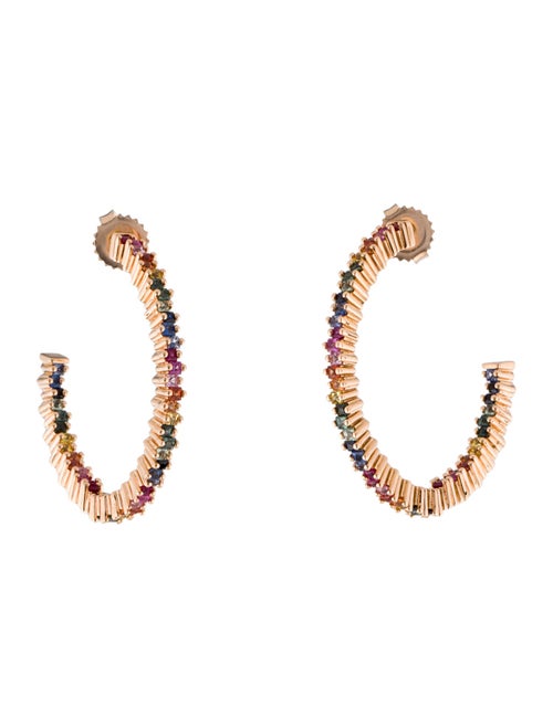 Suzanne Kalan 18K Sapphire & Ruby Rainbow Inside-Out Hoop Earrings