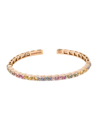 Suzanne Kalan 18K Sapphire & Diamond Rainbow Thin Mix Bangle